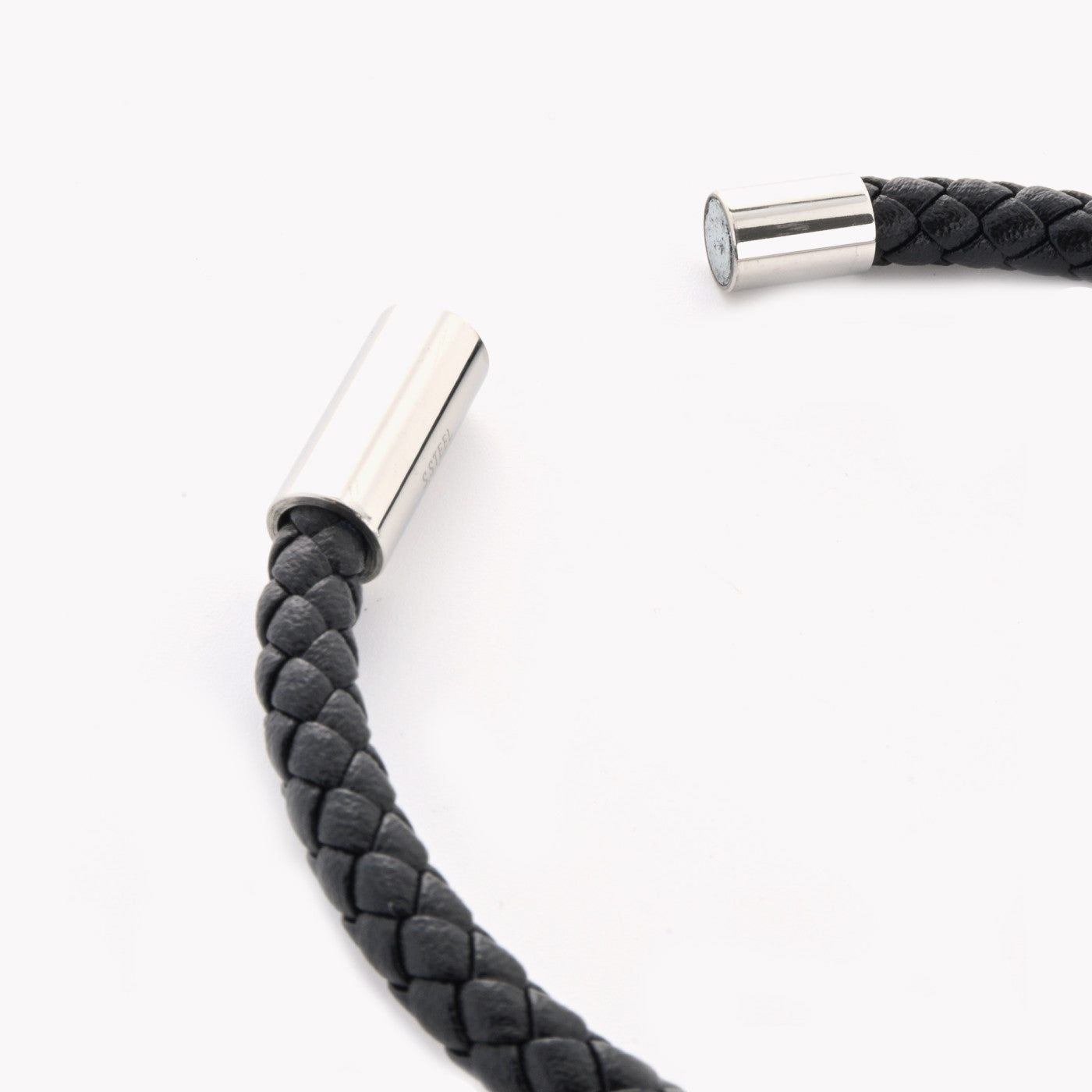 Pulsera de hombre de acero inoxidable fusión plata y negra