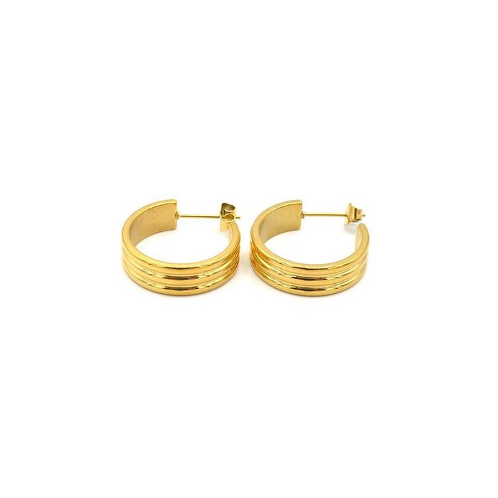 Pendientes aro rayado bañados en oro 18Kt