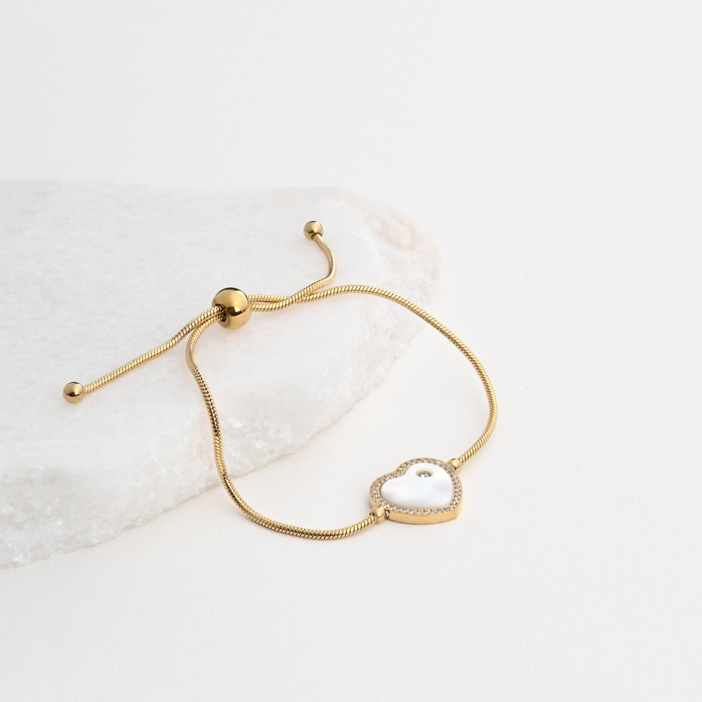 Pulsera acero inoxidable corazón nácar - Moments by You
