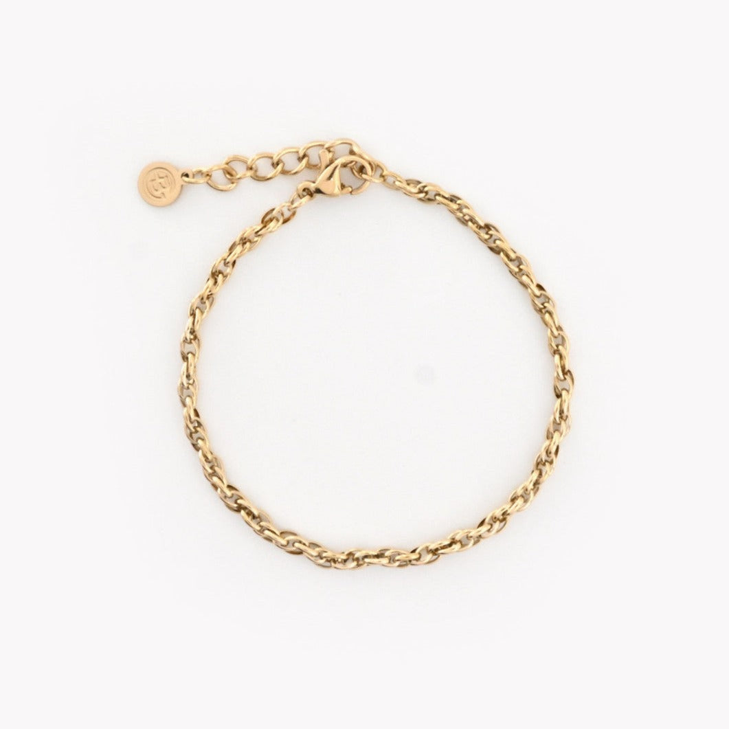 Bracelet acier cordon tressé doré