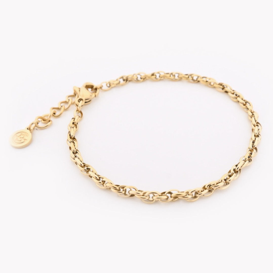Bracelet acier cordon tressé doré