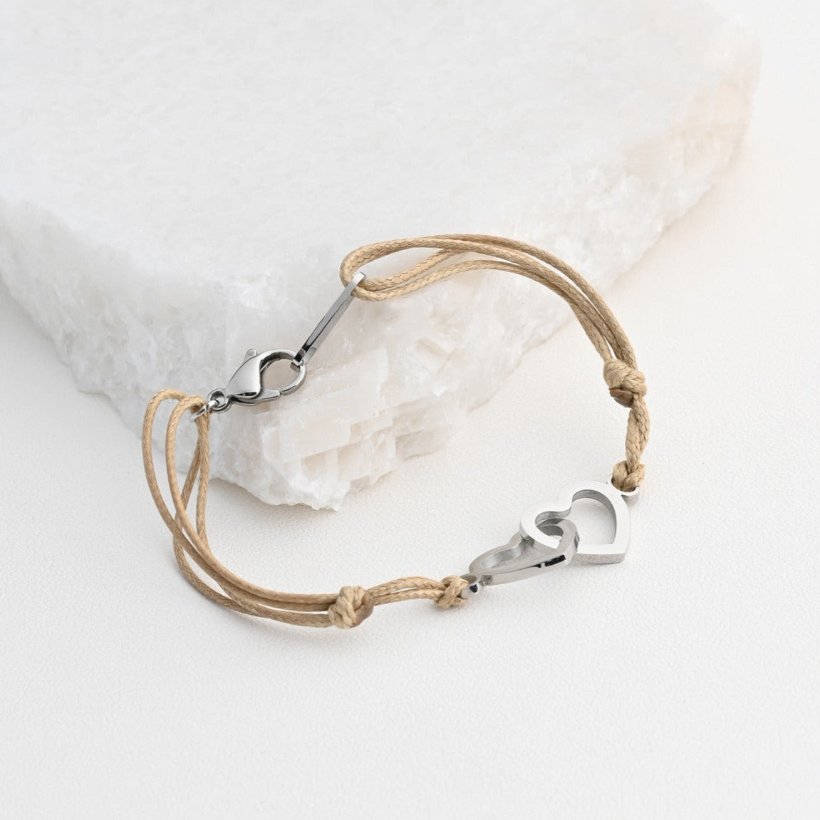 Pulsera cuerda marrón y acero acabado plata con distintas formas - mbyou - Moments by You