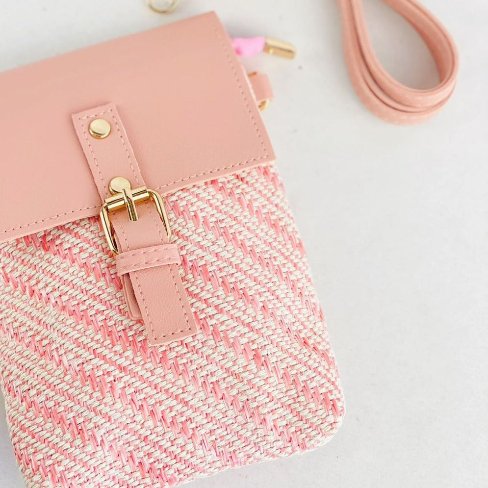 Sac pour téléphone portable rayé rose