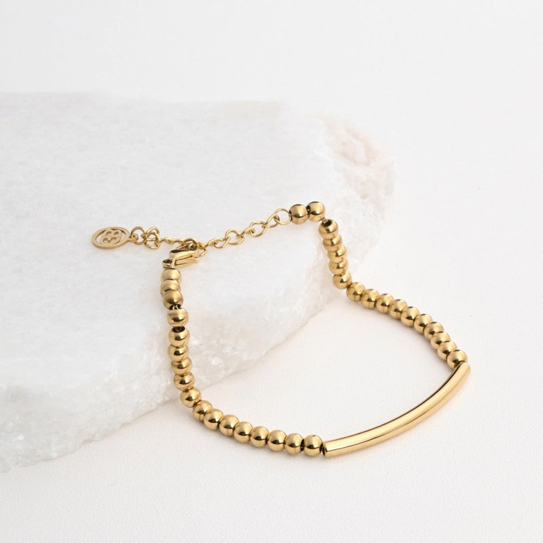 Pulsera acero bolitas pebbles básica dorada - Moments by You