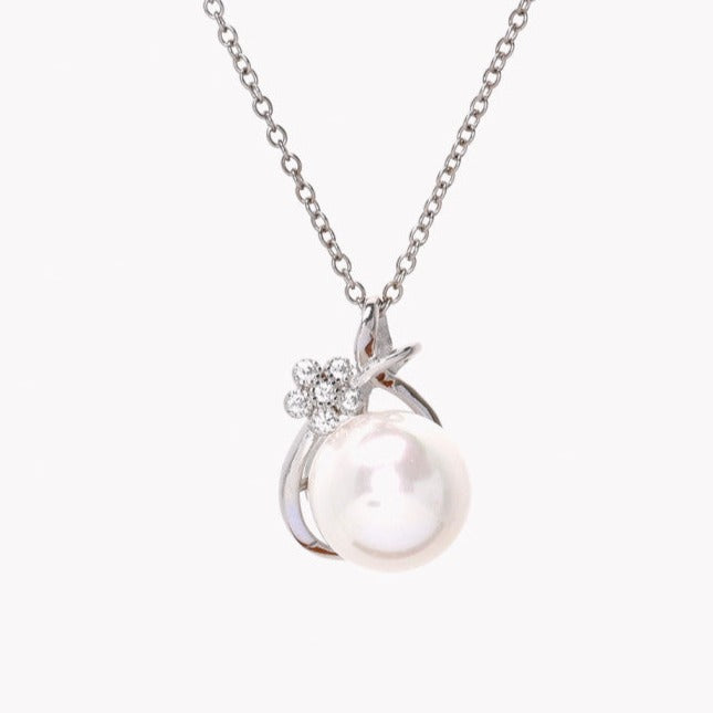 Collar de plata S925 con perla natural y circonitas - mbyou