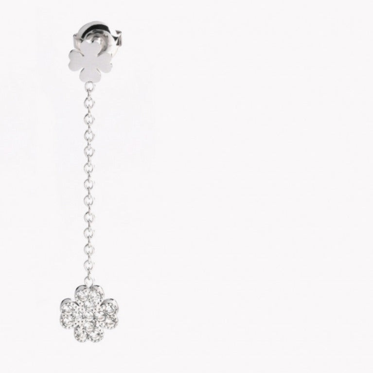 Boucles d'oreilles acier pendentif trèfle argenté