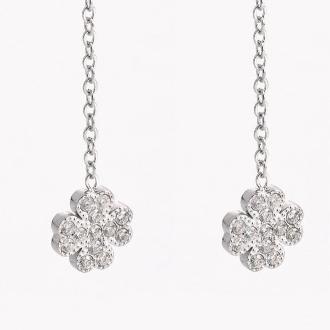 Pendientes acero colgante trébol plata - Moments by You
