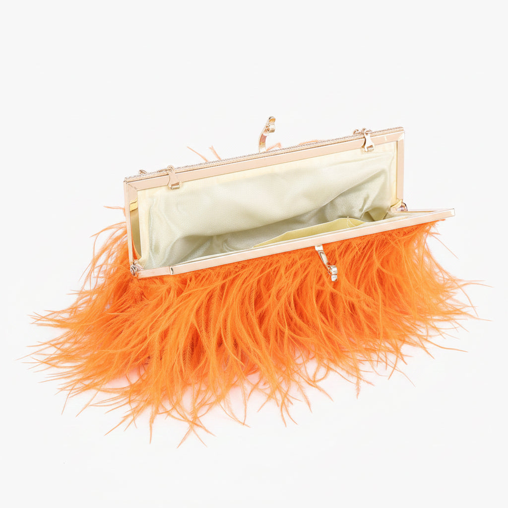 Bolso de mano fiesta plumas amarillo - Moments by You