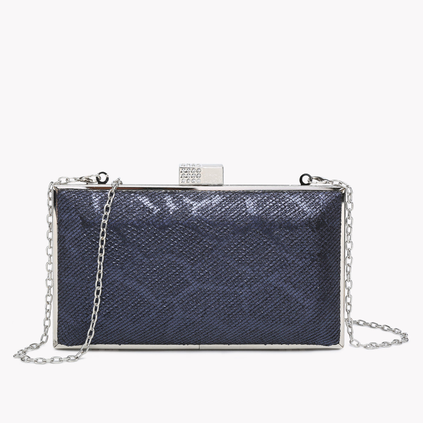 Bolso de mano fiesta serpiente azul noche combinado con plata - mbyou