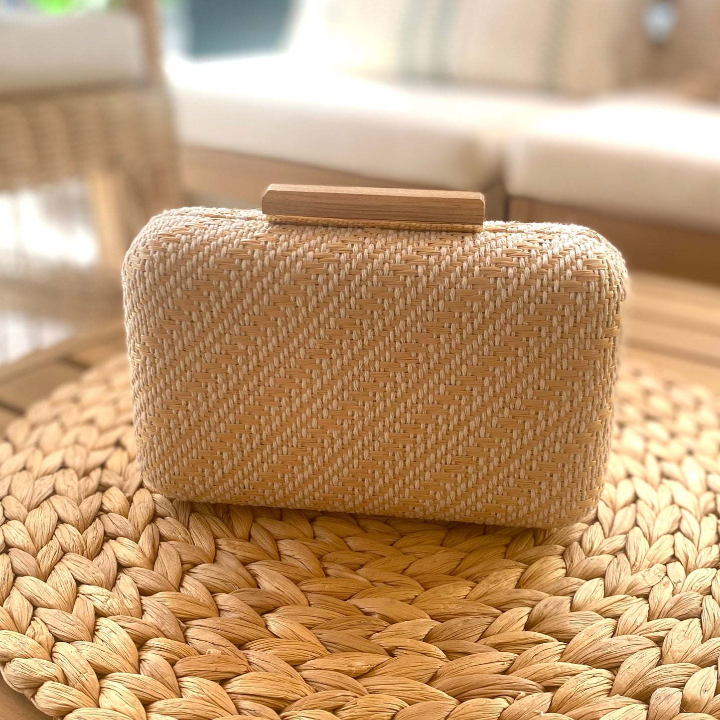 Bolso de mano fiesta trenzado rafia beige - mbyou - Moments by You