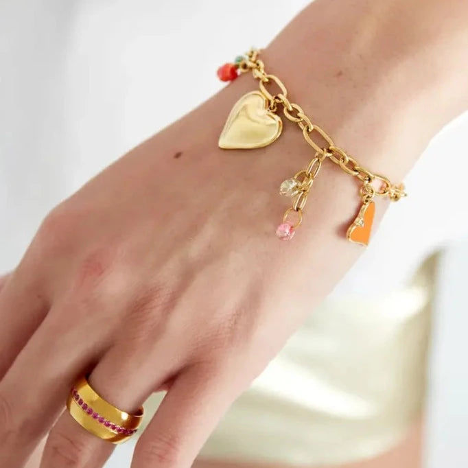 Golden zircon steel bracelet
