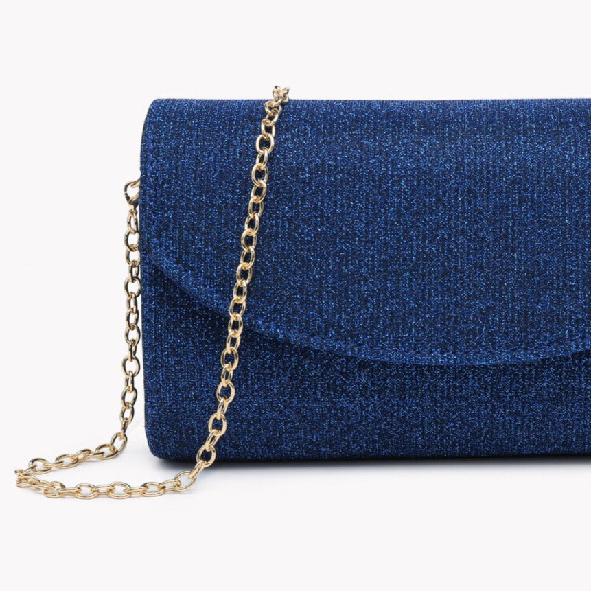 Sac à main de soirée à paillettes bleu nuit