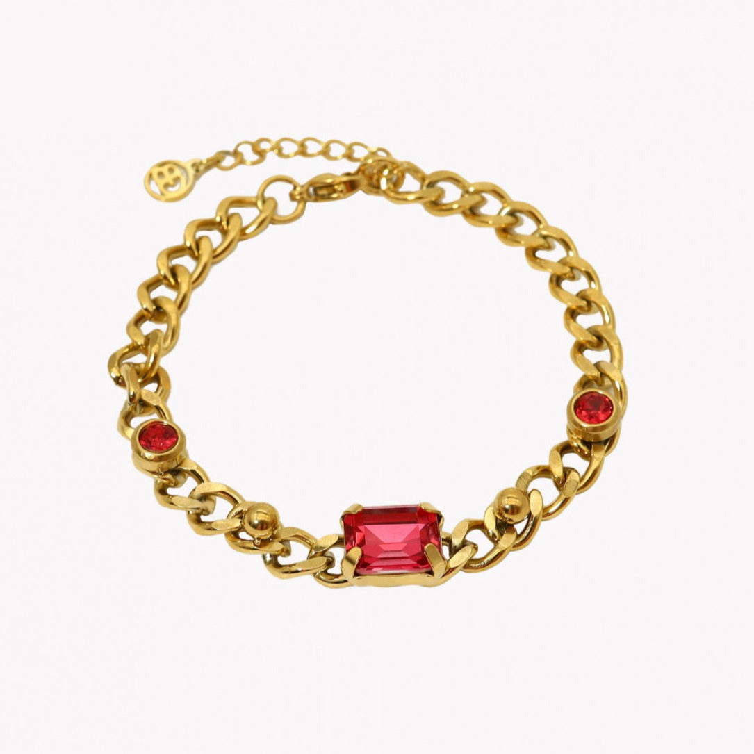 Bracelet acier zircon doré