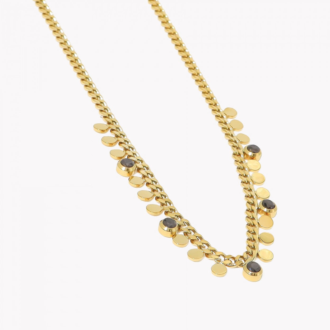 Silver zirconia steel necklace