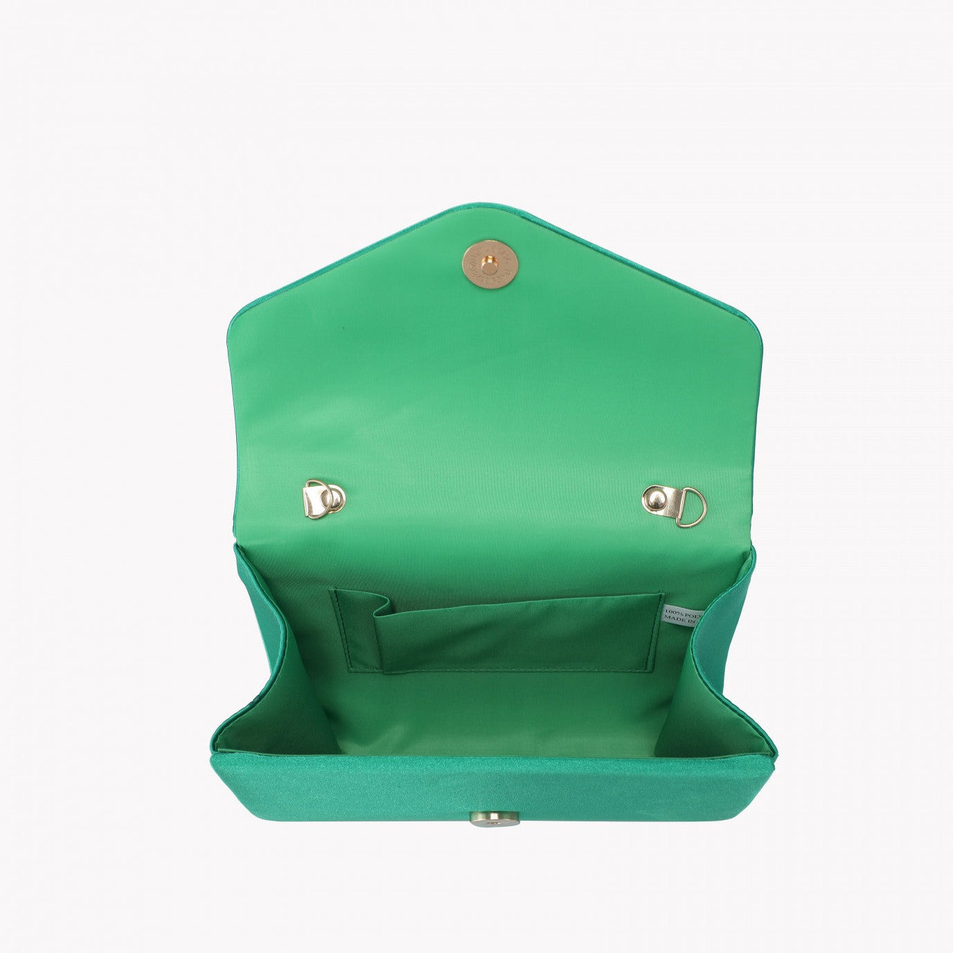 Bolso de mano fiesta raso color verde liso - Moments by You