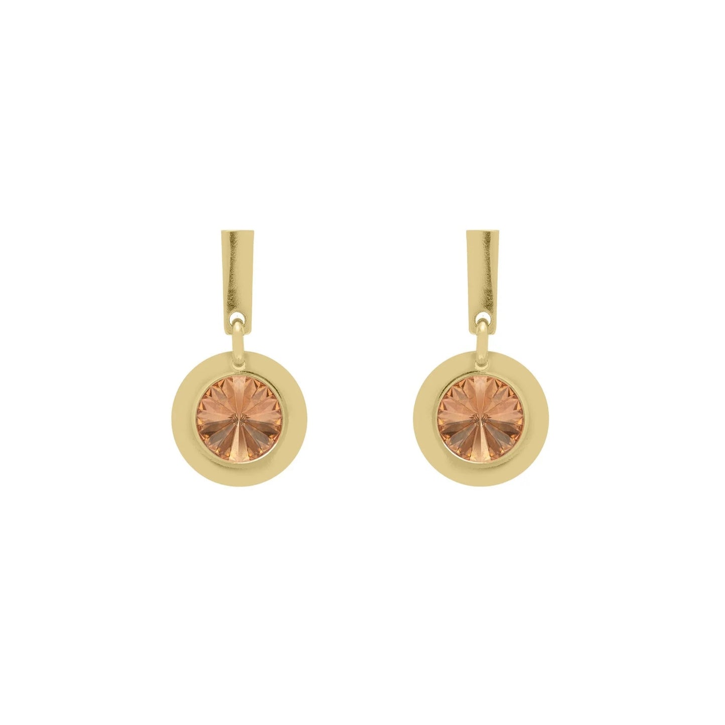 Pendientes largos crystal baño de oro de 24kt con cristal Swarovsky champagne - Vidda jewelry - mbyou