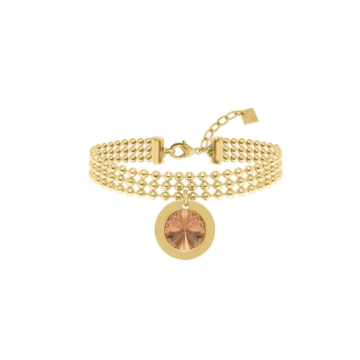 Pulsera mauve baño de oro de 24kt con cristal Swarosvky champagne - Vidda jewelry - mbyou