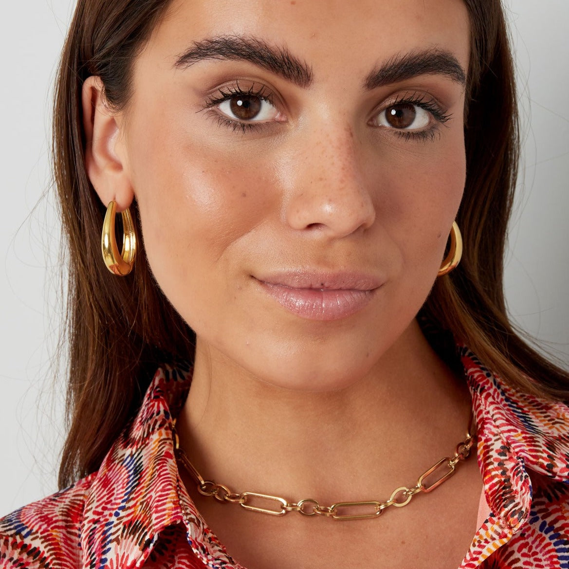 Collar acero eslabones alargados plata