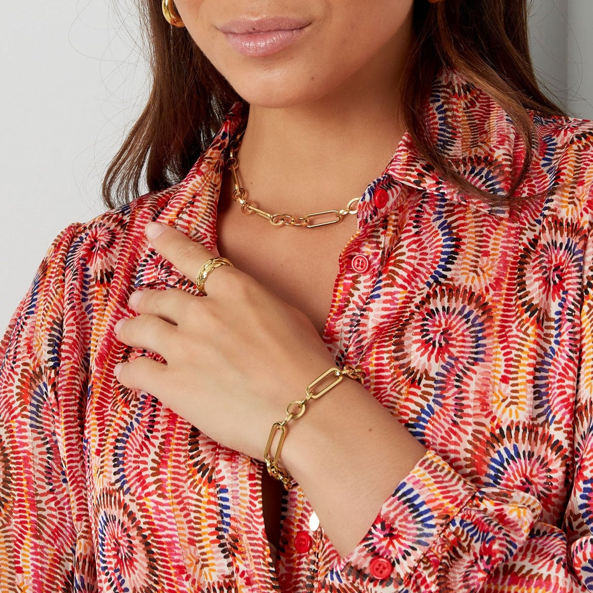 Collar acero eslabones alargados plata