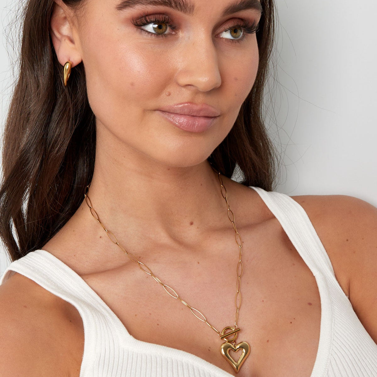 Collier acier aztèque doré et pierres bleues