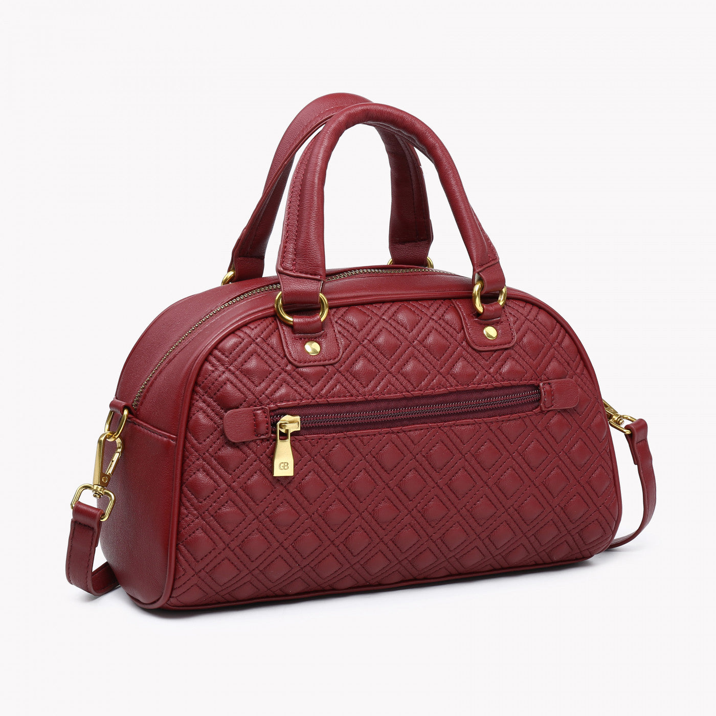 Bolso tipo bowling acolchado burdeos piel sintética