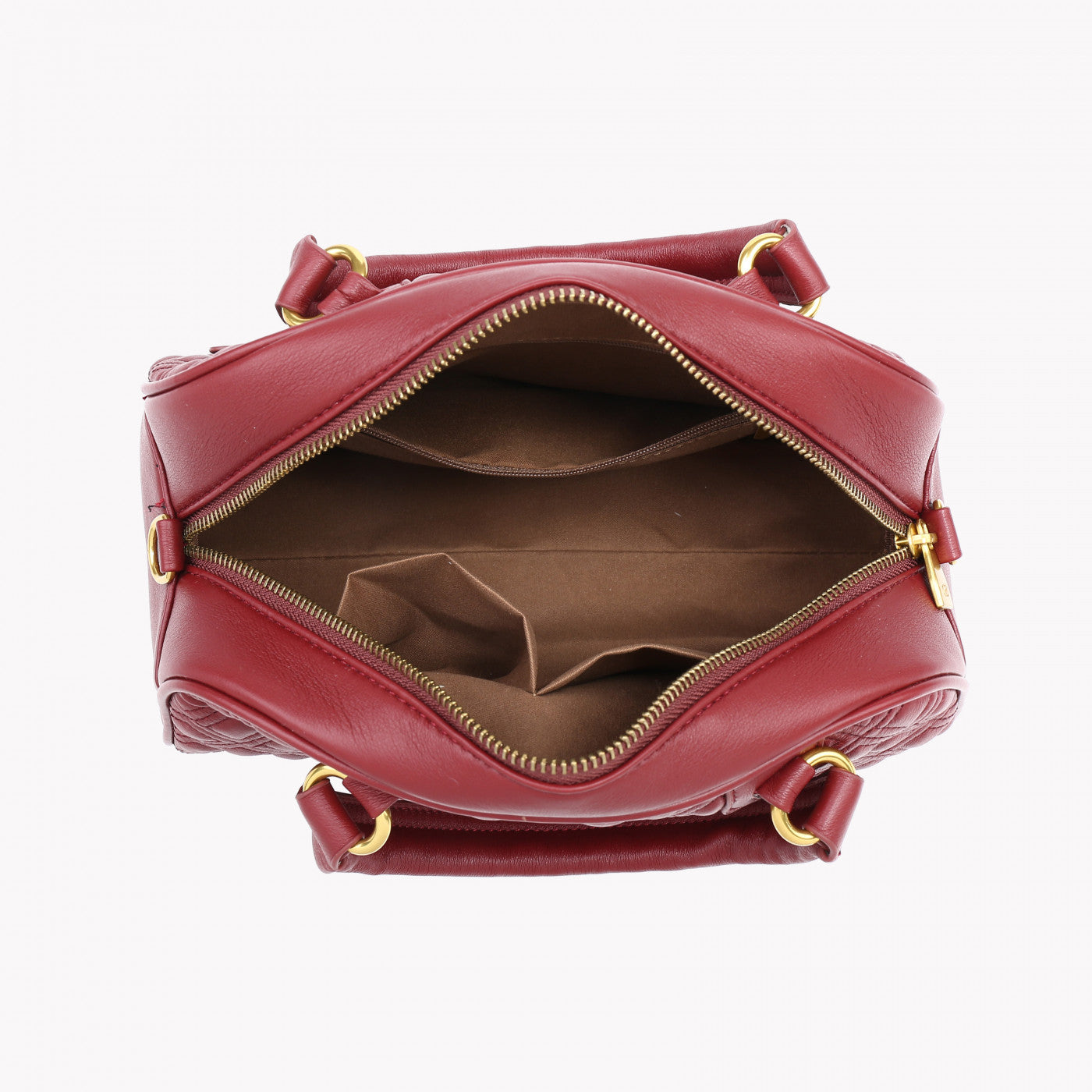 Bolso tipo bowling acolchado burdeos piel sintética