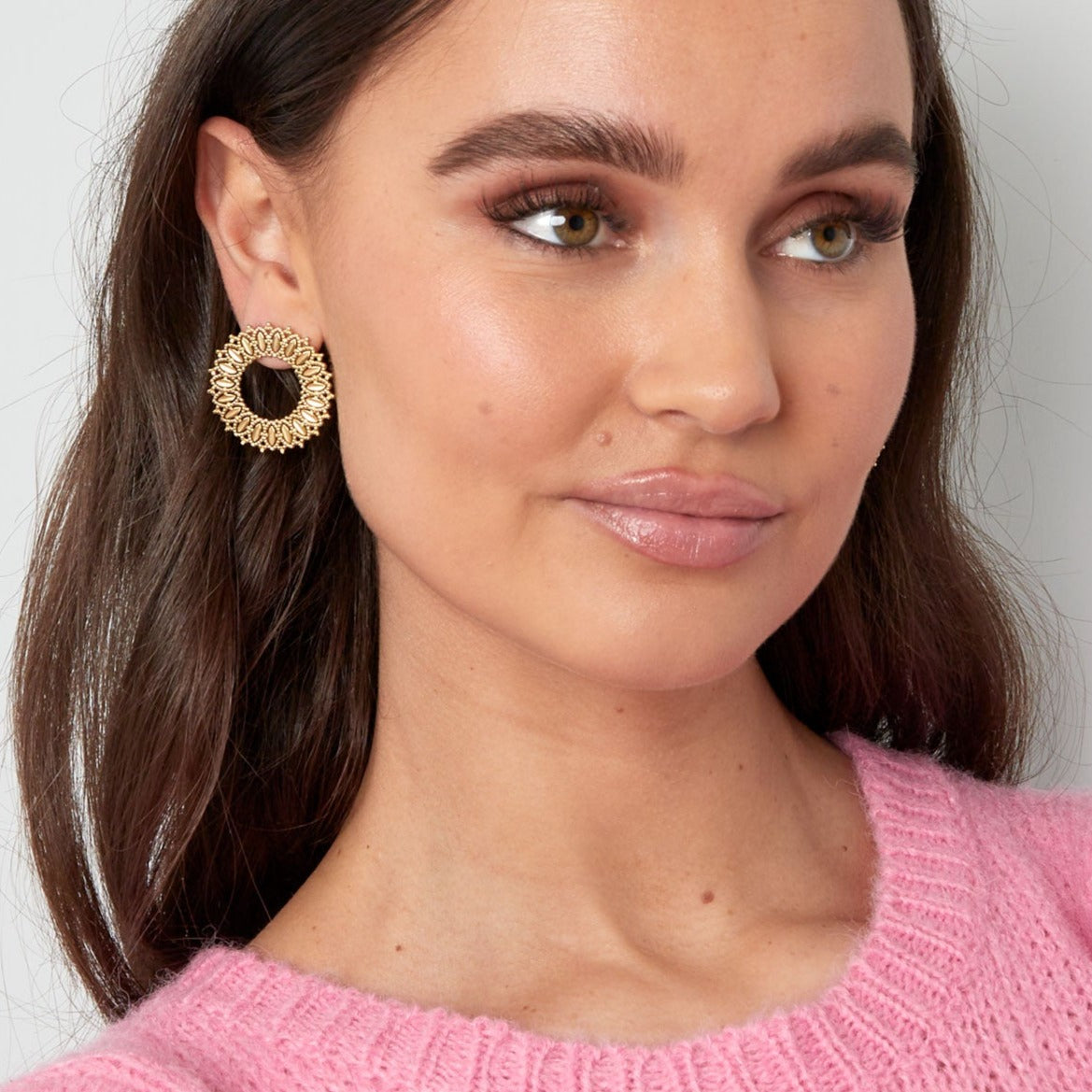 Pendientes acero sol oro