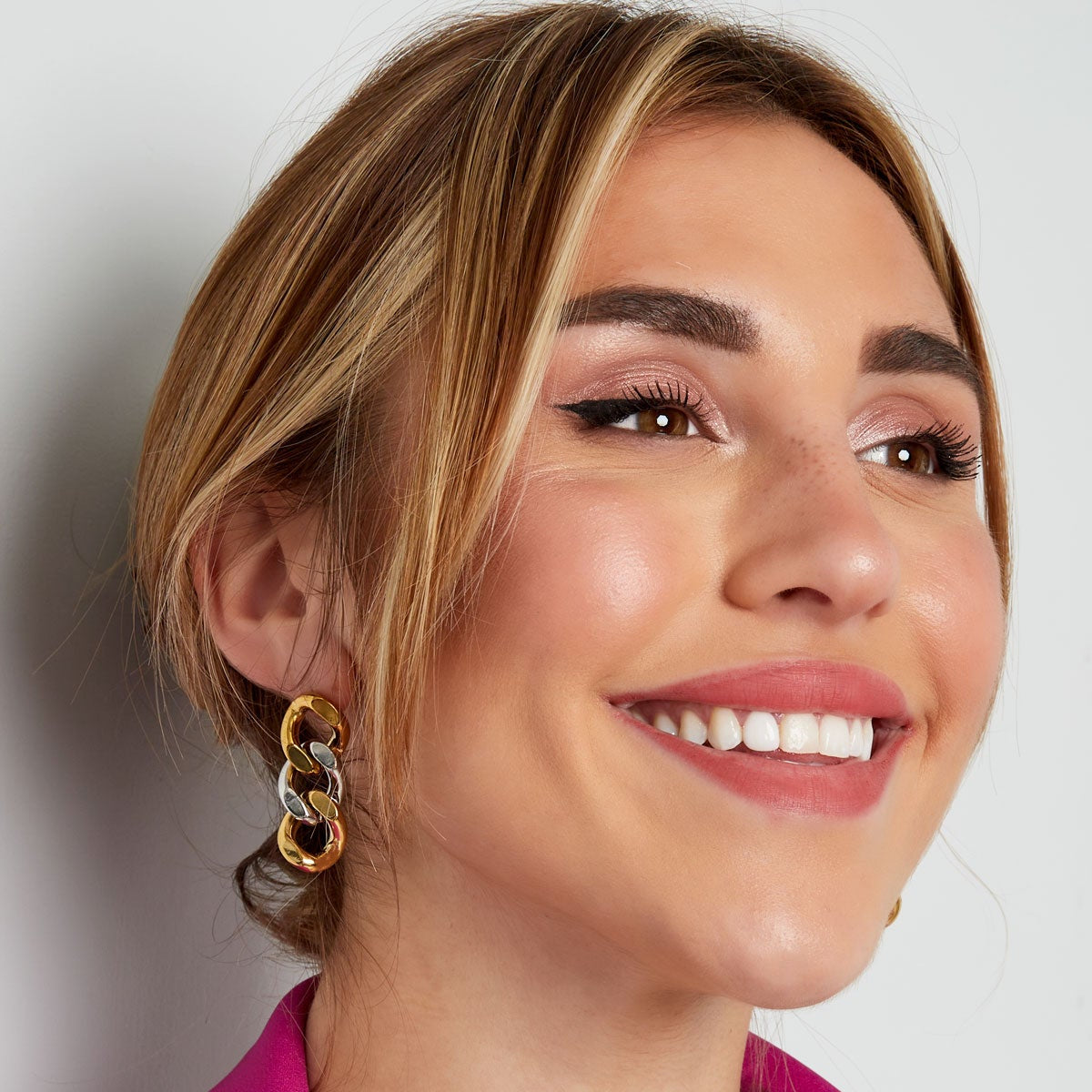 Steel hoops with gold balls