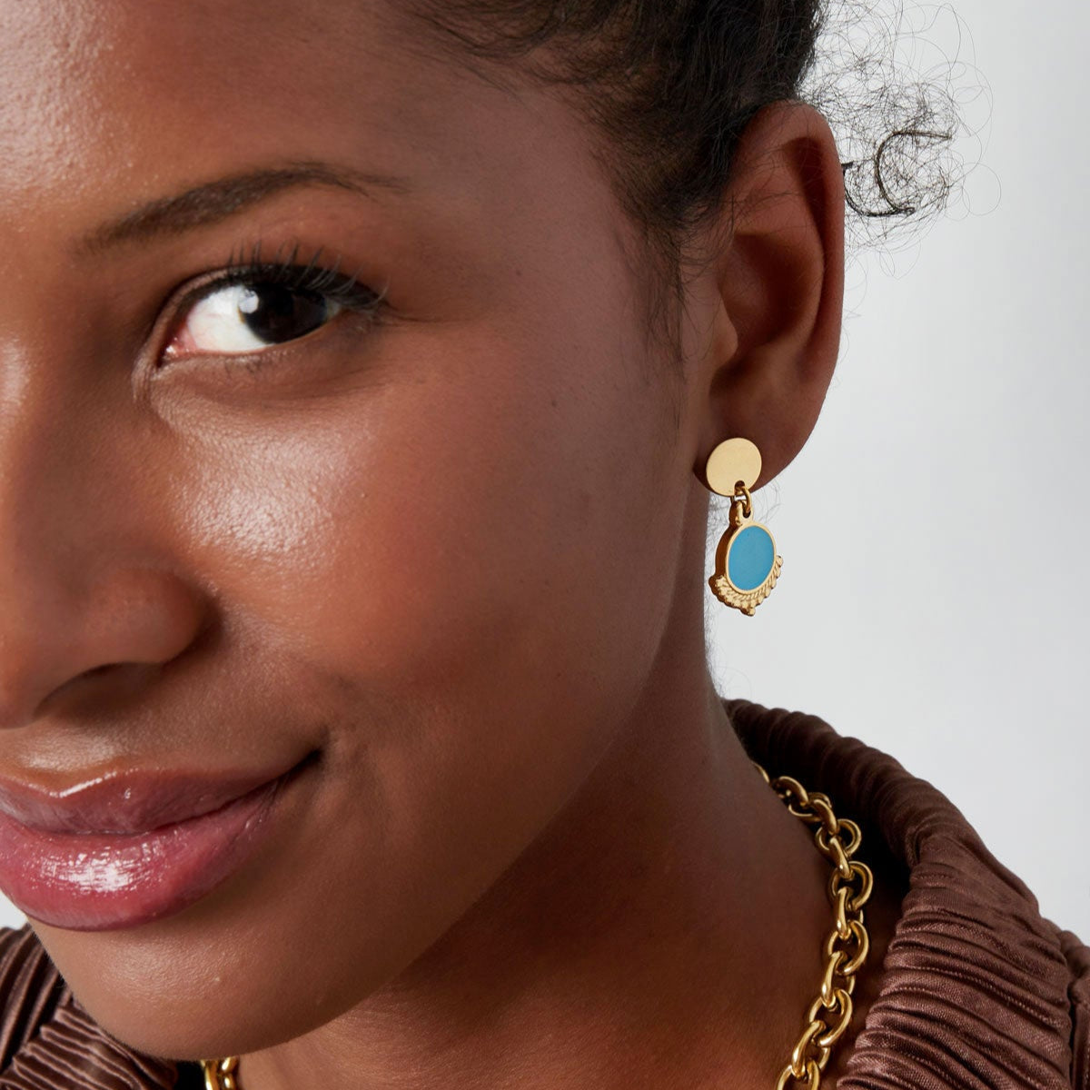 Chestnut square earrings