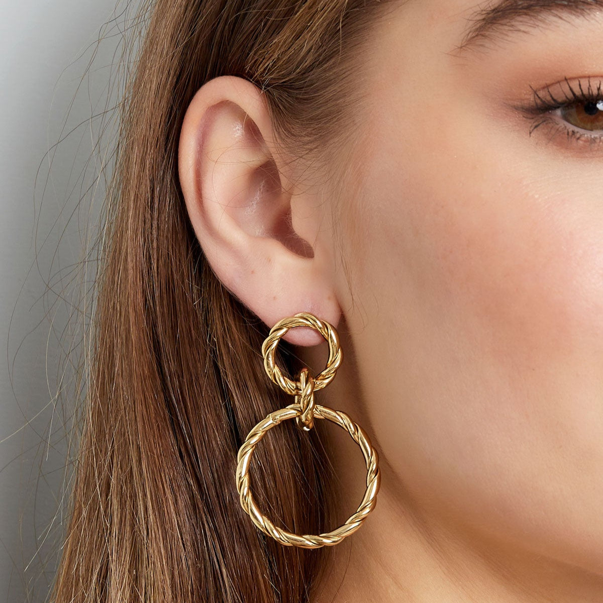 Steel hoops with gold balls