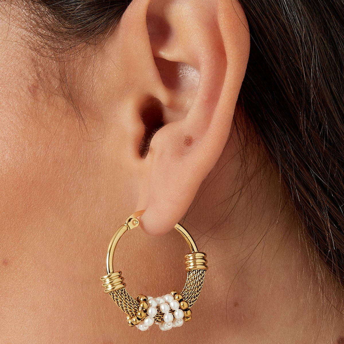 Black and silver spiral rhodium earrings