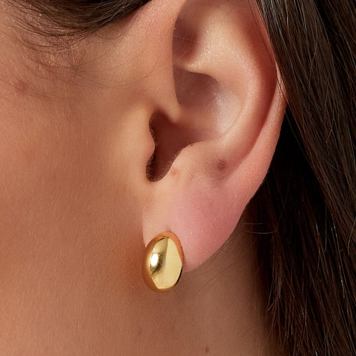 Pendientes acero botón plata basic