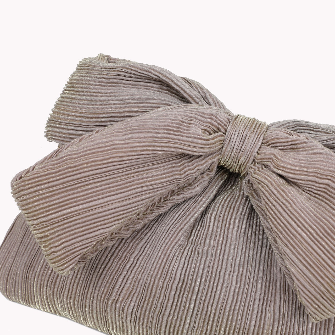Bolso de fiesta tejido arrugado con lazo tipo limosnera beige/rosa nude - Moments by You