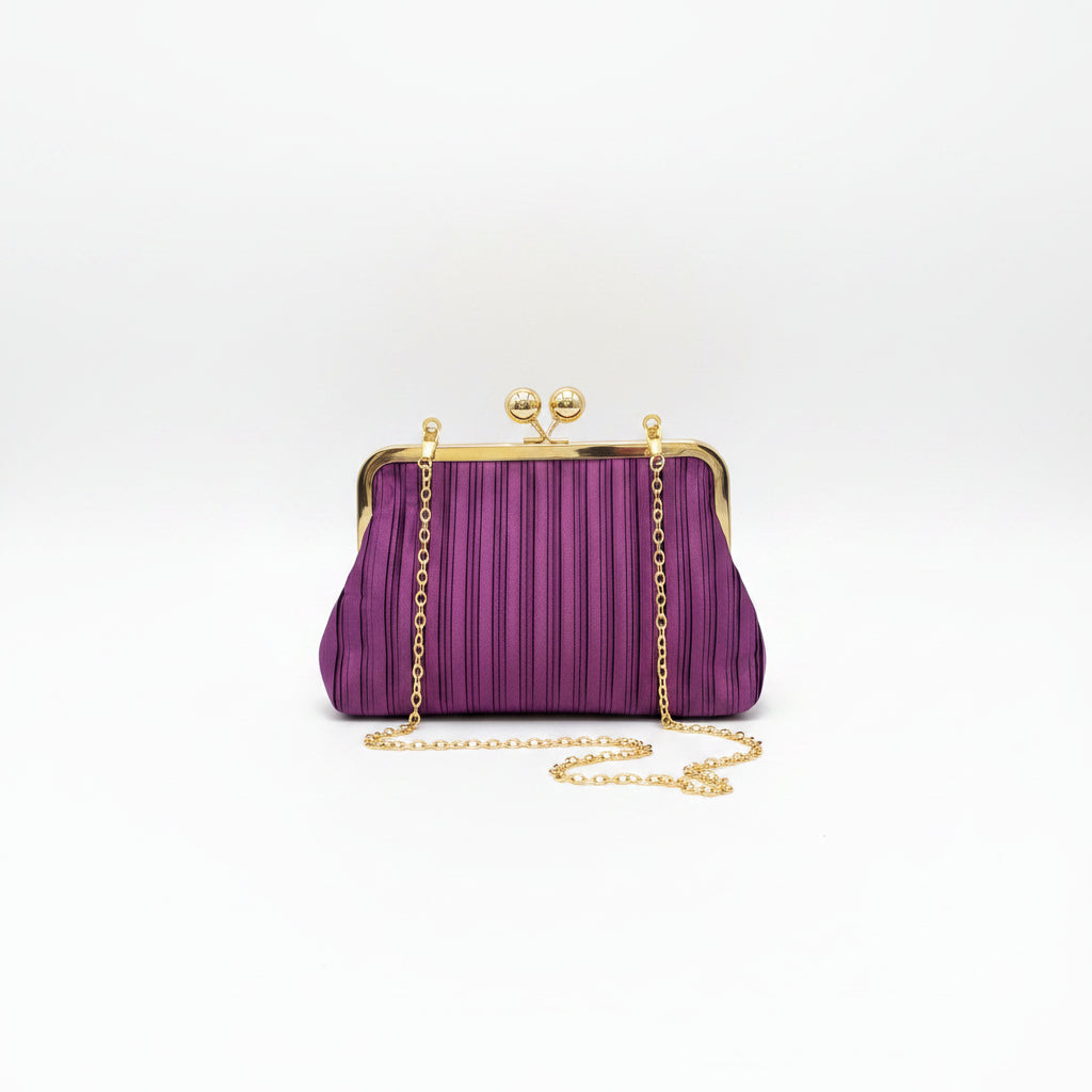 Bolso de fiesta clutch morado con textura plisada - Moments by You