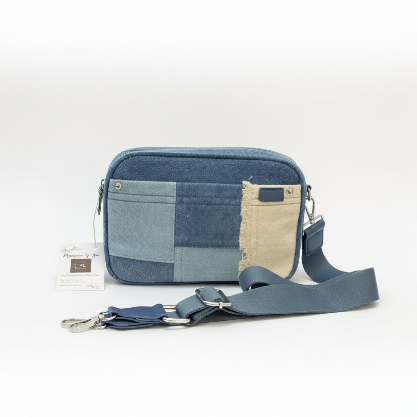 Bolso bandolera tipo cubo estilo vaquero con doble cremallera - Moments by You