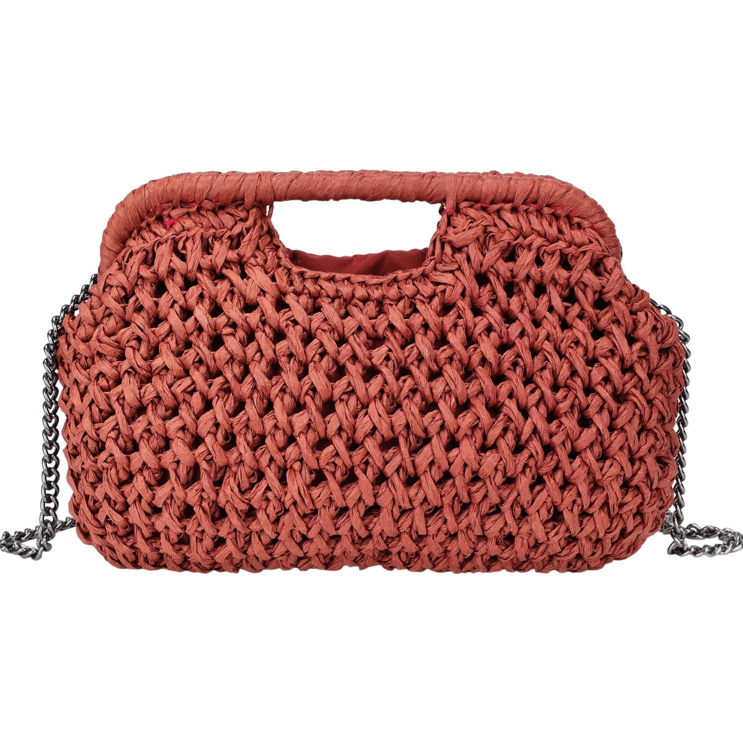 Bolso de mano y bandolera trenzado en color caldero oscuro