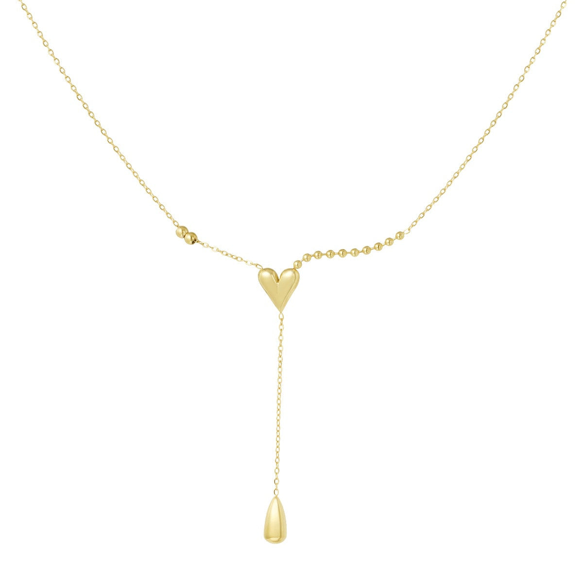 Collar acero colgante corazon y bolitas acabado oro - mbyou