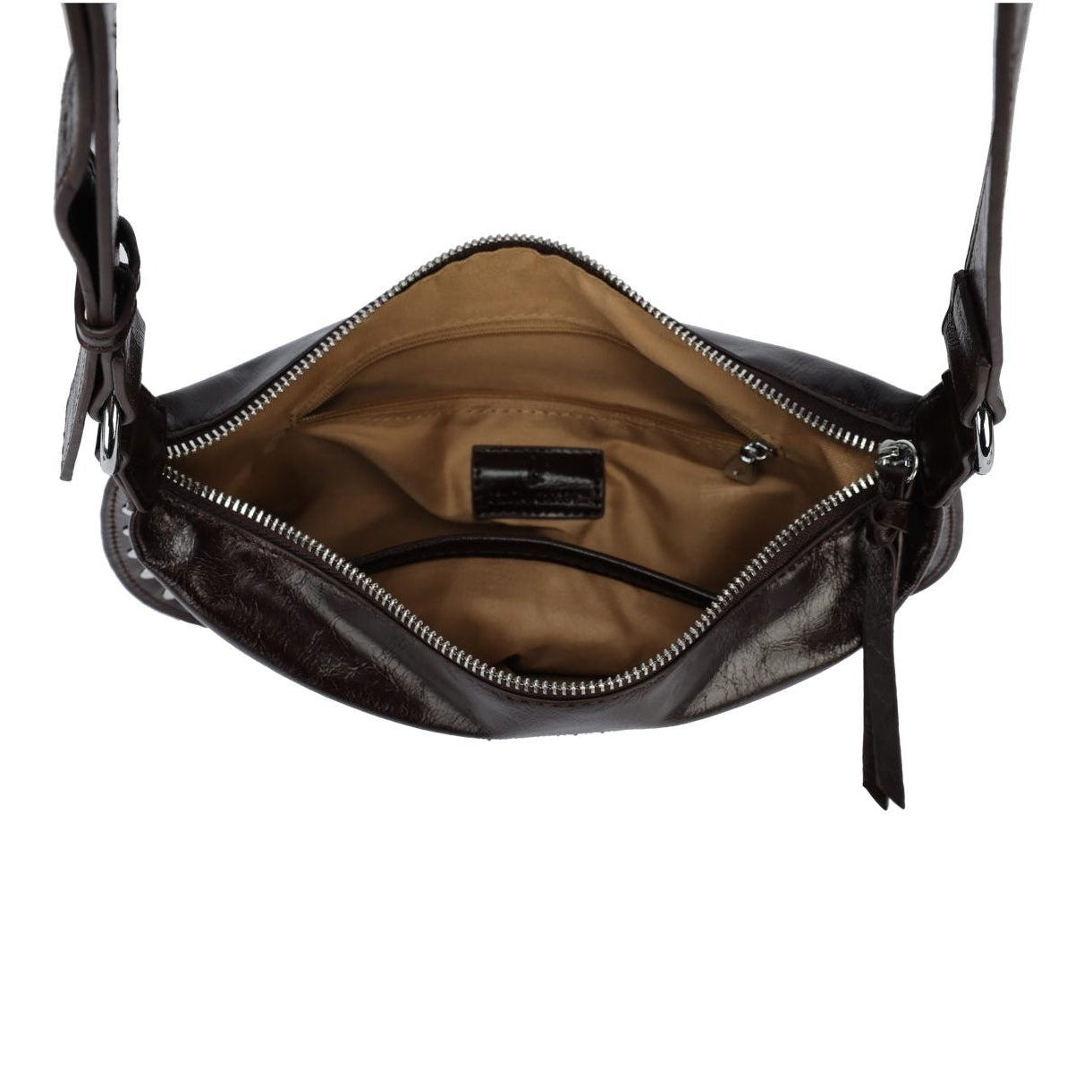 Bolso bandolera liso con tachuelas plata en los bordes