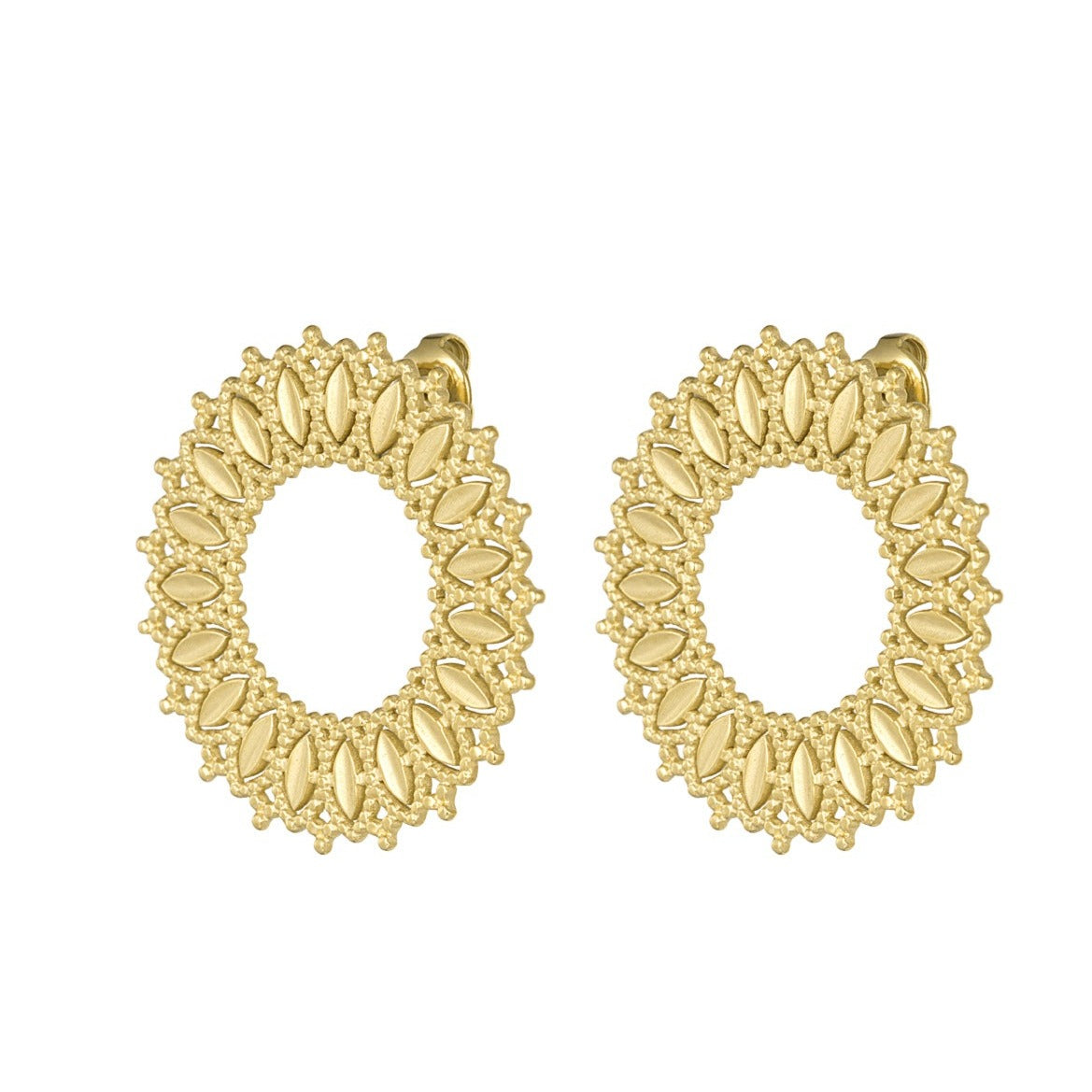 Pendientes acero sol oro