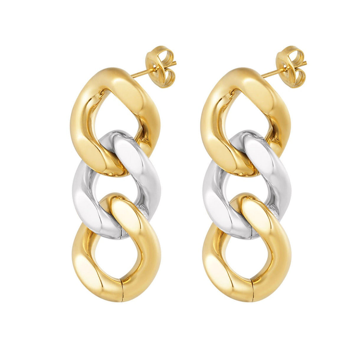Steel hoops with gold balls