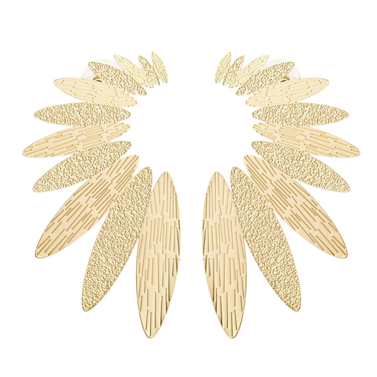 Pendientes largos hojas aladas dorados