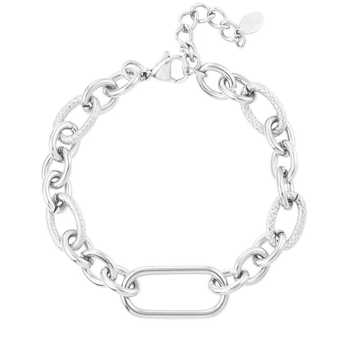 Bracelet rigide en acier avec trèfles argentés