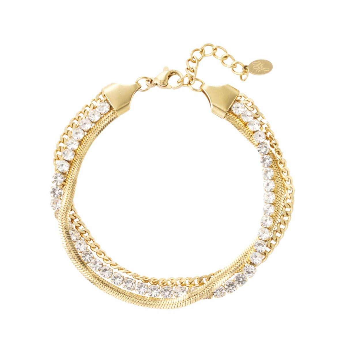 Bracelet rigide en acier avec trèfles argentés