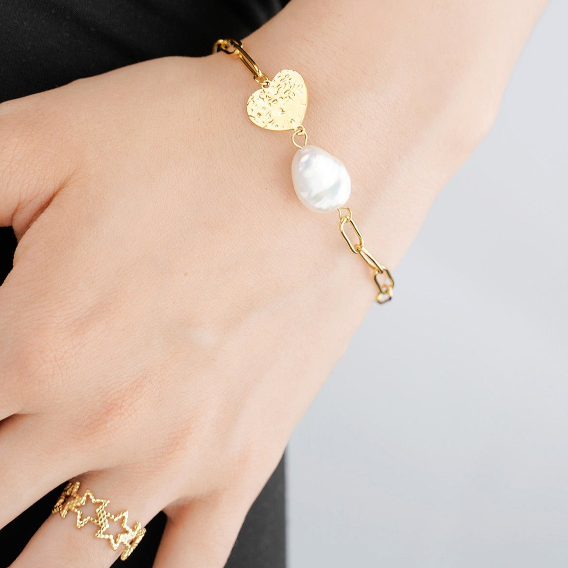 Bracelet acier zircon doré