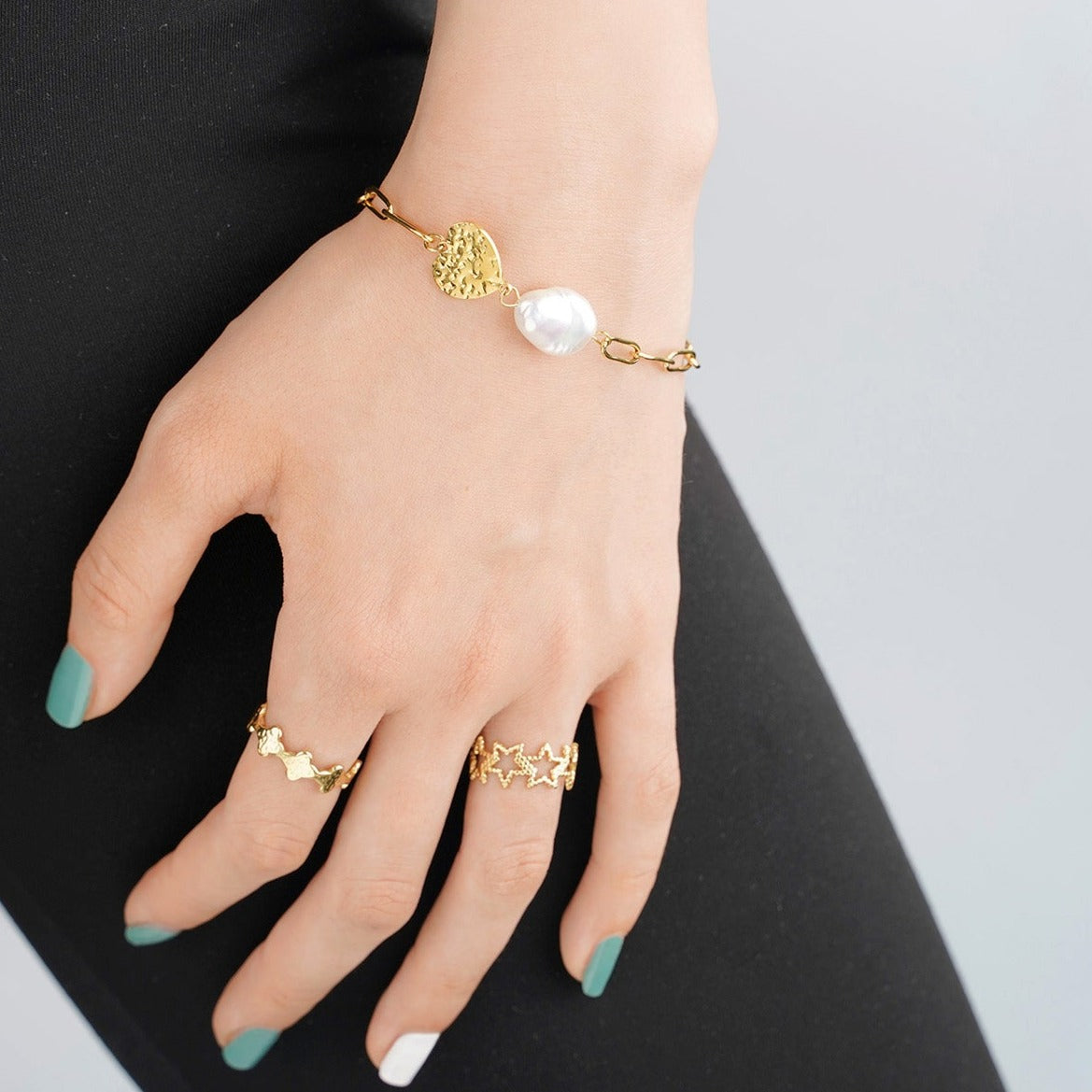Bracelet acier zircon doré