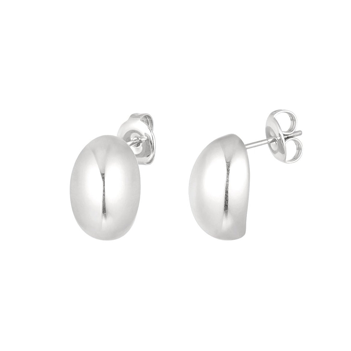 Pendientes acero botón plata basic
