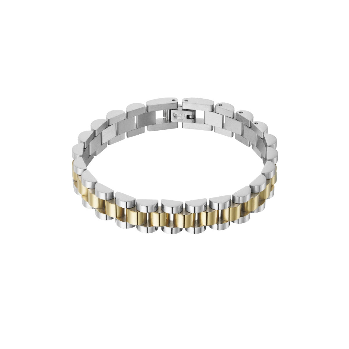 Bracelet rigide en acier avec trèfles argentés