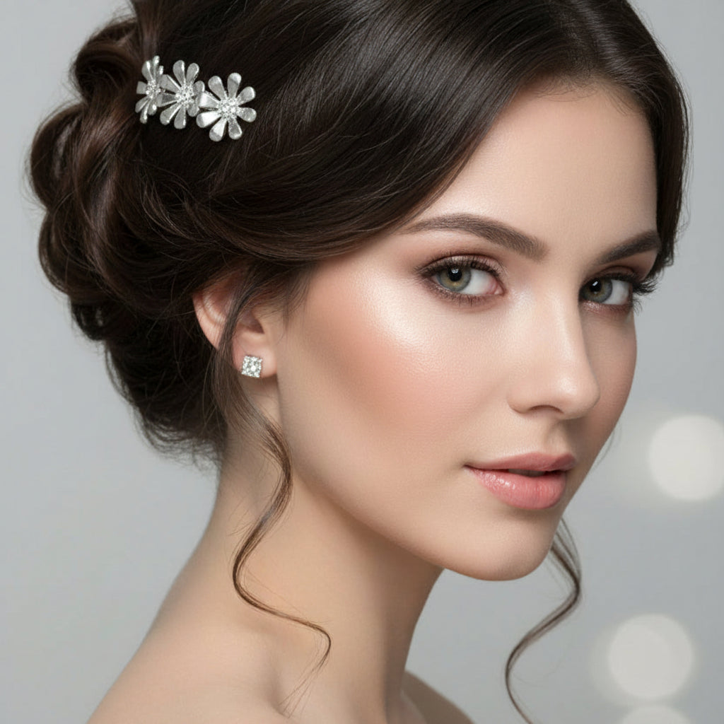 Peineta con tres flores en acabado plata - Moments by You