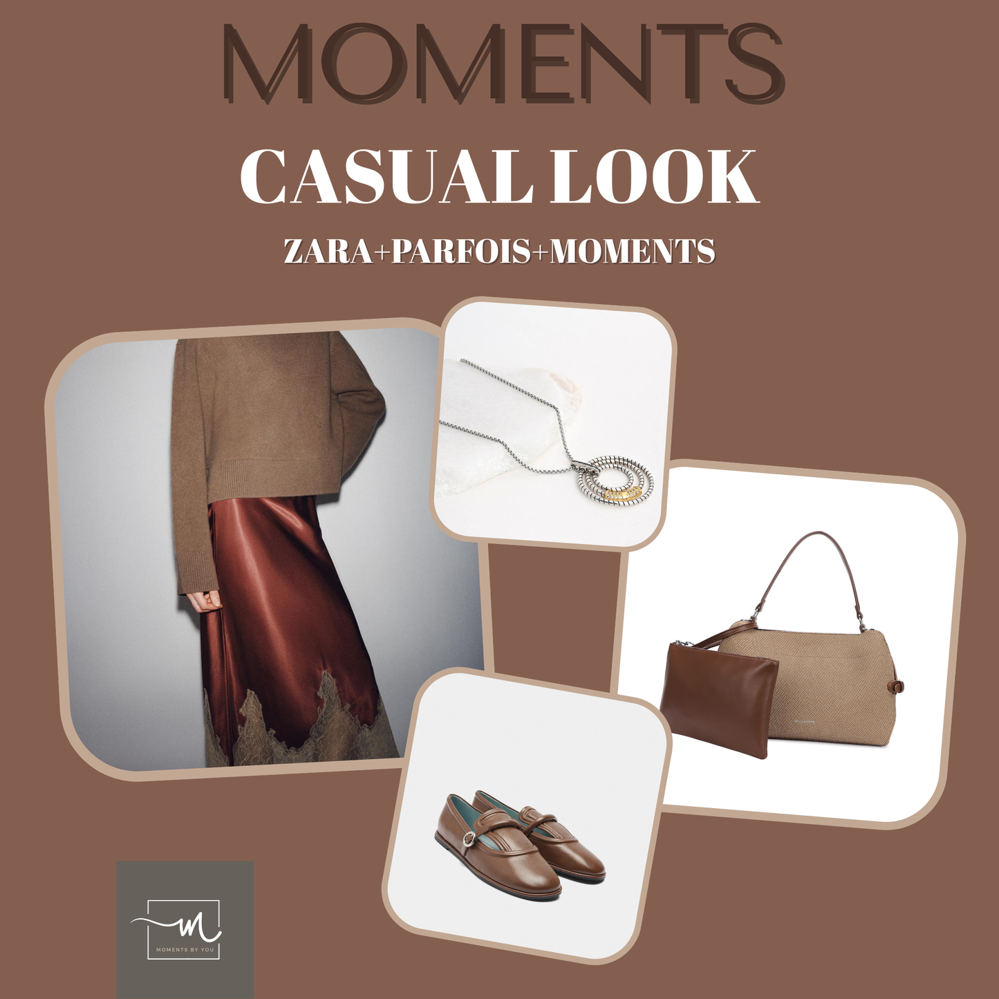 Collar de acero inoxidable con colgante circular bicolor y circonitas - mbyou - Moments by You