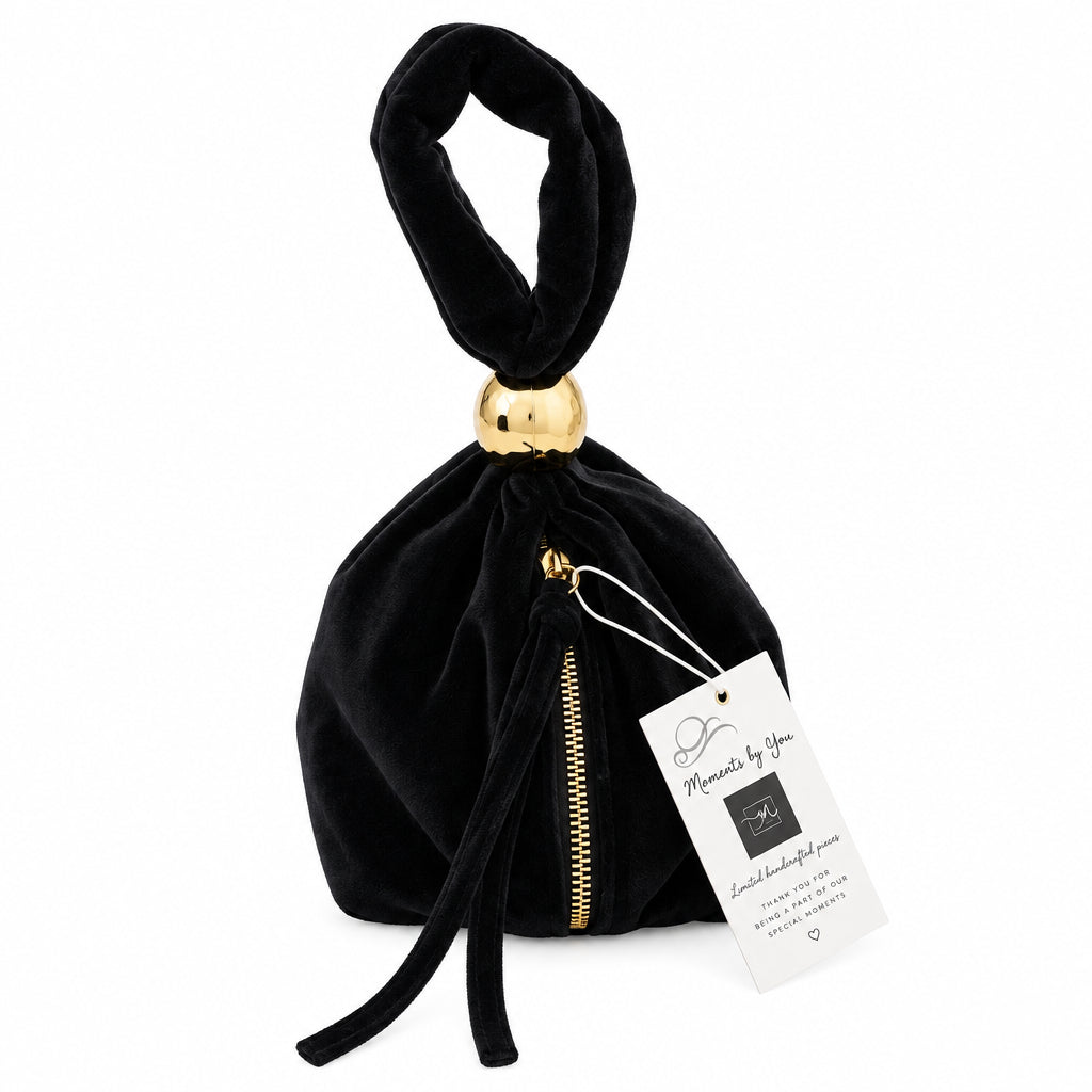 Black satin party clutch handbag with cross straps